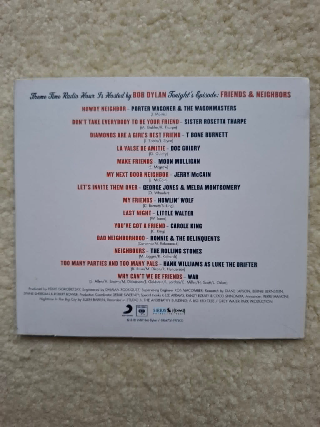 Bob Dylan - Theme Time Radio Hour Promo CD 2009