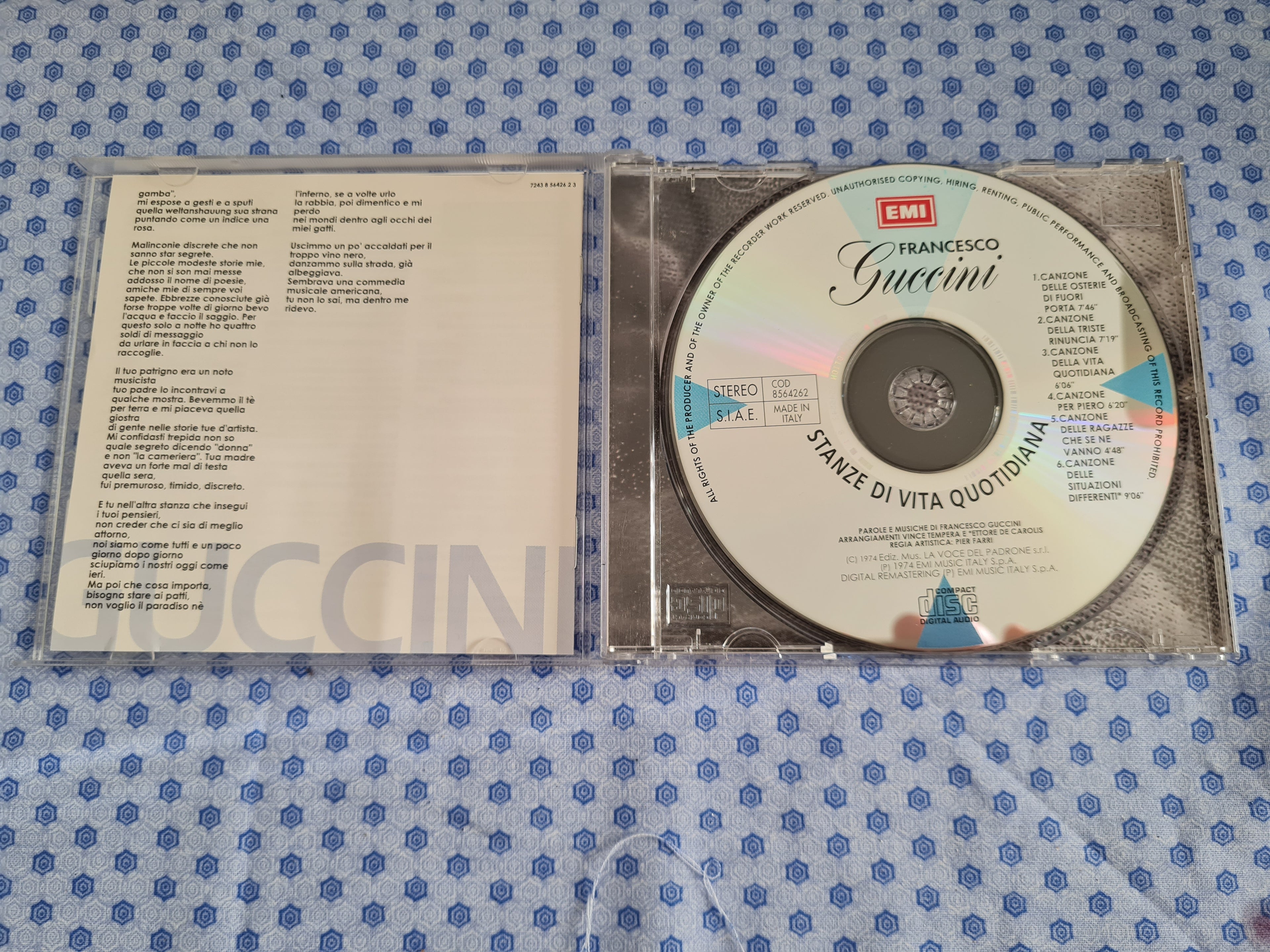 Francesco Guccini "Stanze Di Vita Quotidiana" CD 1974 Folk Rock
