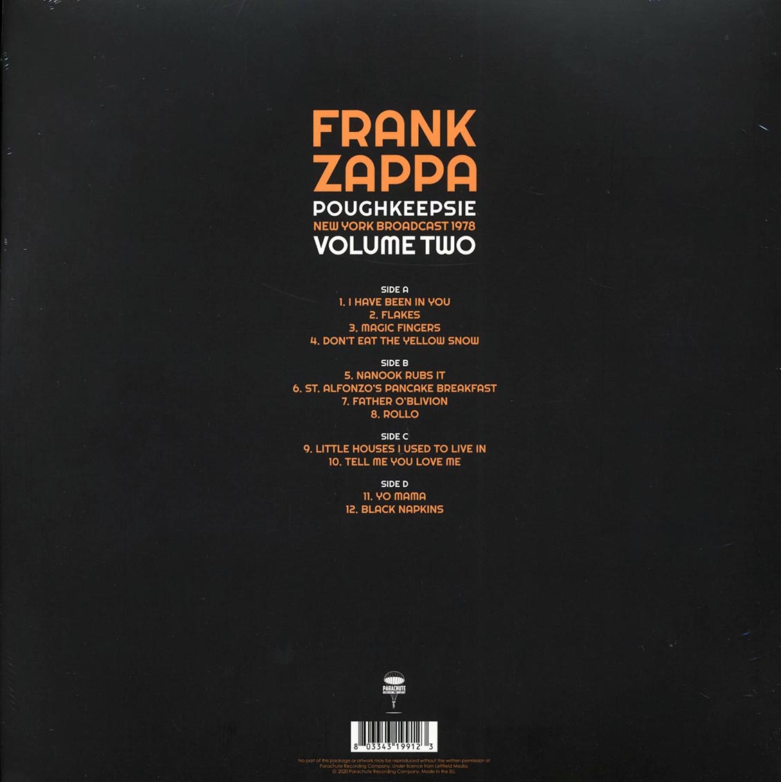 Frank Zappa "Poughkeepsie Vol 2" (1978 Live) 2LP
