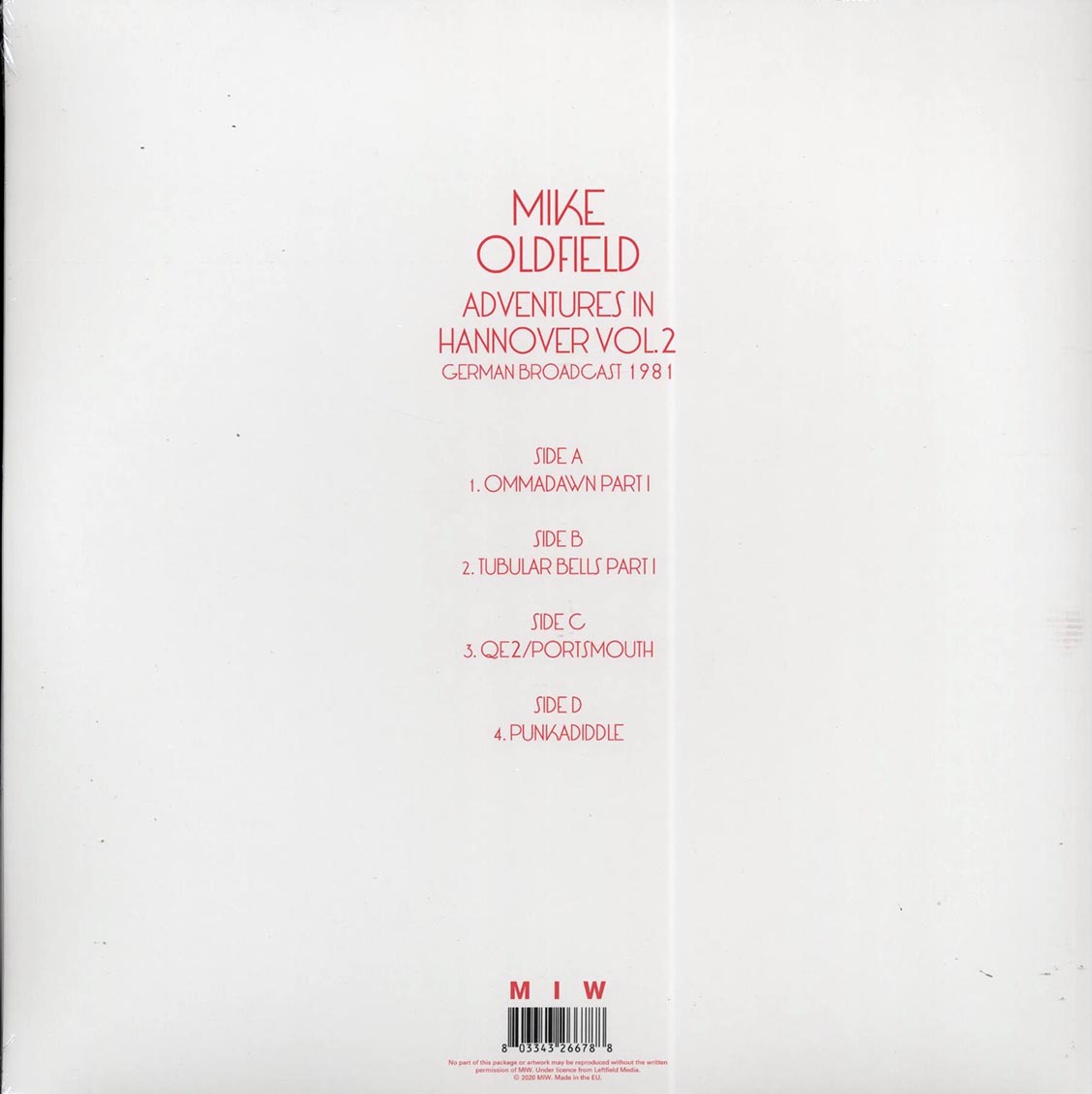 Mike Oldfield - Adventures In Hannover Volume 2 1981 (2LP)